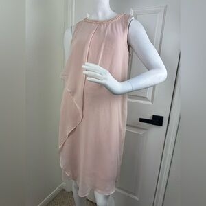 SD Collection Dress Dusty Pink with Faux Pearl Detail Neckline Sleeveless.  #62
